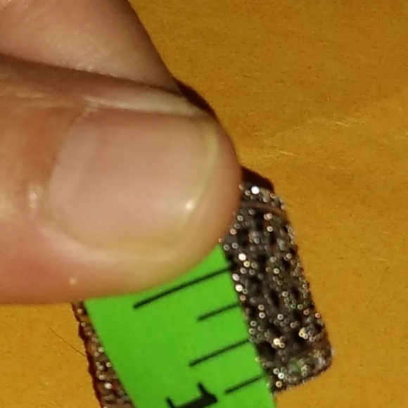 Big Vintage Sterling & Marcasite Ring, multi Row of Black&whi Diamond Wide Band - Picture 3 of 10